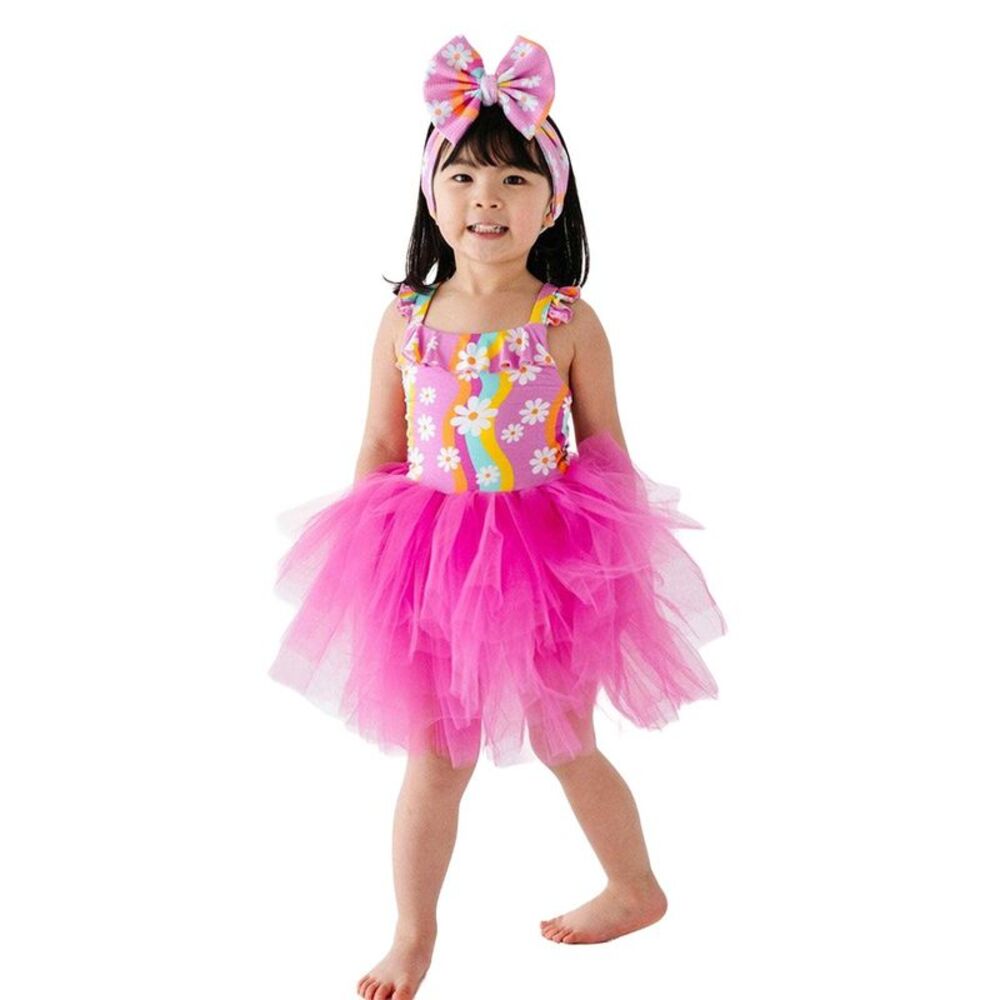 Bums & Roses Girls  Disco Daysies Tulle Tutu Dress, Multicolor